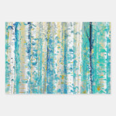 Rustikaler türkisfarbener Rost und gelbe Birkenbäu Geschenkpapier Set (Vorderseite)