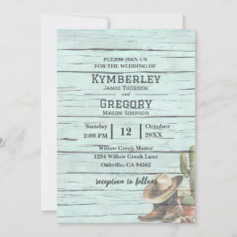 Rustikaler türkisfarbener Western Boost Hat Einladung