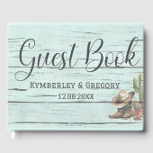 Rustikaler türkisfarbener Western Boost Hat Gästebuch (Vorderseite)