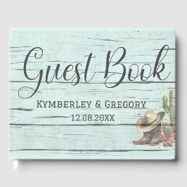 Rustikaler türkisfarbener Western Boost Hat Gästebuch