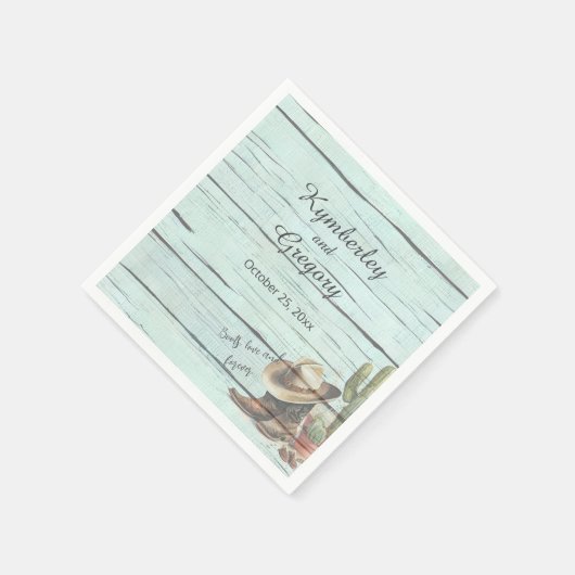 Rustikaler türkisfarbener Western Boost Hat Serviette (Ecke)