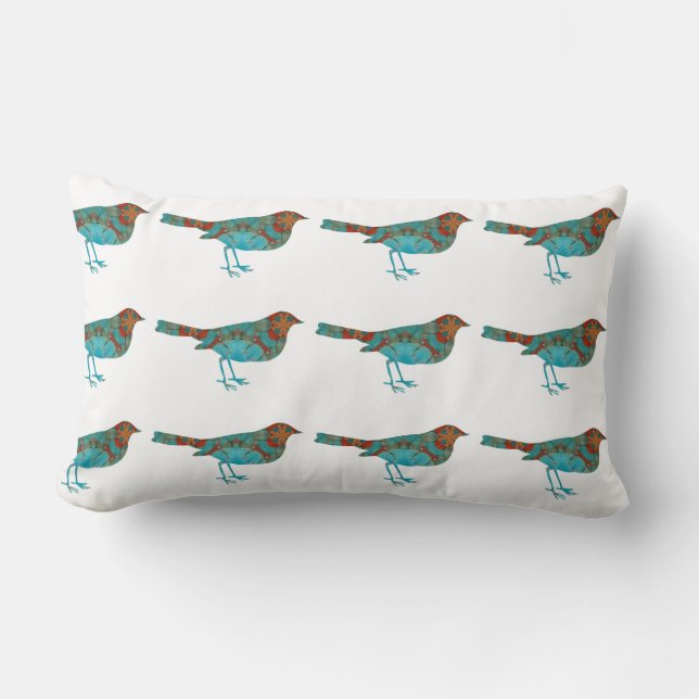 Rustikaler Türkisvogel Lendenkissen (Vorderseite)