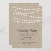 Rustikaler Twinkle beleuchtet Feiertags-Party Einladung (Vorne/Hinten)