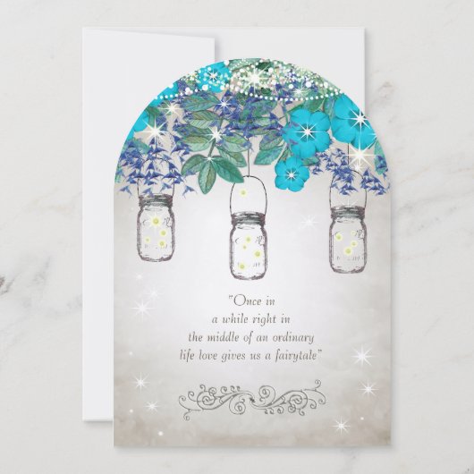Rustikaler und romantischer Mason Jar unter den St Einladung (Rückseite)