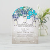 Rustikaler und romantischer Mason Jar unter den St Einladung (Stehend Vorderseite)