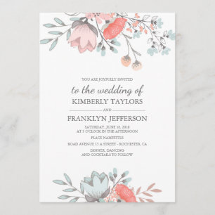 Rustikaler und vintage Blumenstrauß Hochzeit Einladung