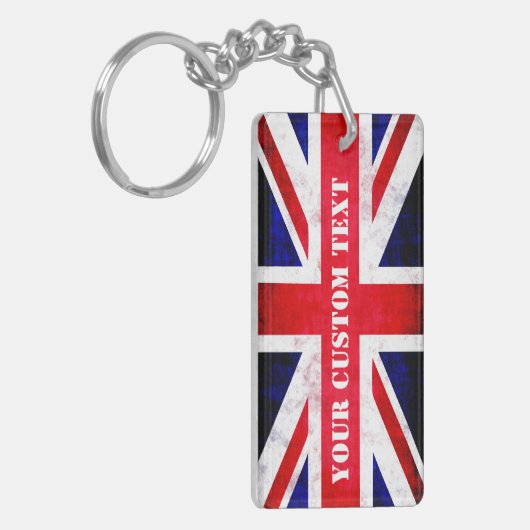 Rustikaler Universum-Jack UK-Flag Benutzerdefinier Schlüsselanhänger (Vorderseite links)