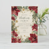 Rustikaler Urlaub Amaryllis Weihnachten Einladung (Stehend Vorderseite)