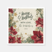 Rustikaler Urlaub Amaryllis Weihnachten Serviette (Vorderseite)