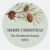 Rustikaler Urlaub Pinecone Umschlag Aufkleber (Vorderseite)