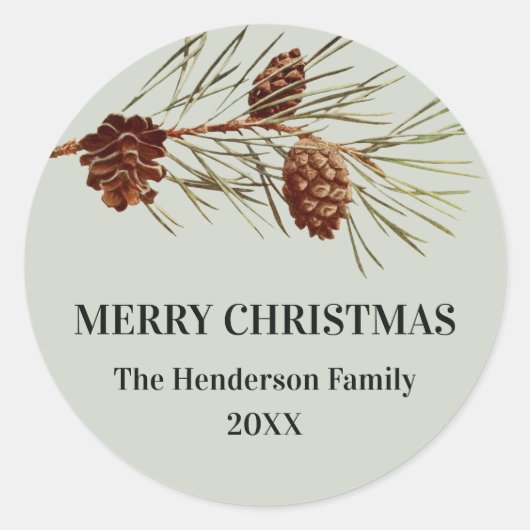 Rustikaler Urlaub Pinecone Umschlag Aufkleber (Vorderseite)
