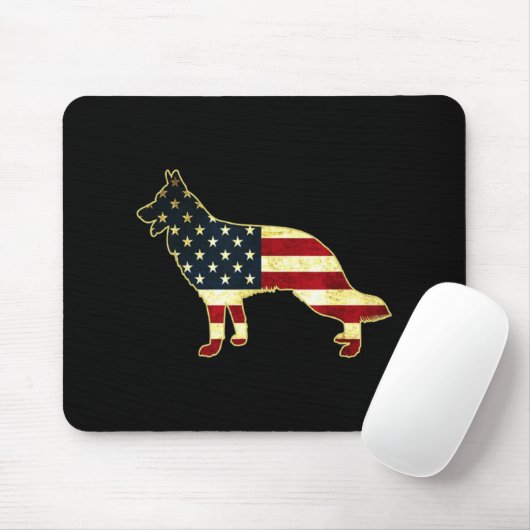 Rustikaler US-Flaggendeutscher Hirte Mousepad (Mit Mouse)
