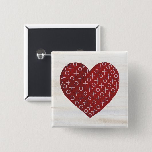 Rustikaler Valentinsgruß | umarmt u. küsst Herz Button (Vorne & Hinten)