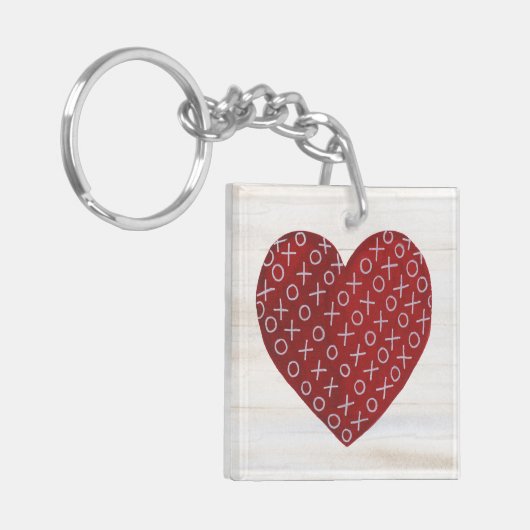 Rustikaler Valentinsgruß | umarmt u. küsst Herz Schlüsselanhänger (Vorderseite links)