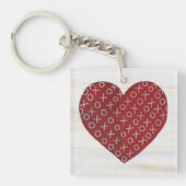 Rustikaler Valentinsgruß | umarmt u. küsst Herz Schlüsselanhänger (Vorderseite)