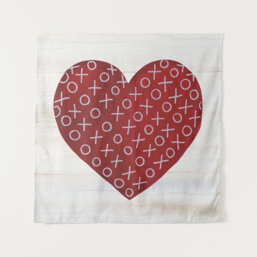 Rustikaler Valentinsgruß | umarmt u. küsst Herz Wandteppich (Vorderseite (Horizontal))