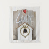 Rustikaler ValentinsgrußBirdhouse Wandteppich (Vorderseite)