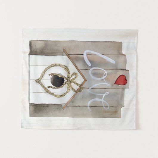 Rustikaler ValentinsgrußBirdhouse Wandteppich (Vorderseite (Horizontal))