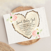 Rustikaler Valentinstag Rosa Blumendusche Einladung