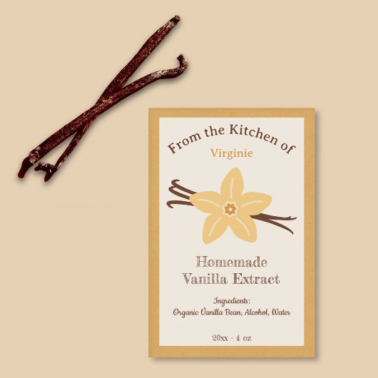 Rustikaler Vanilla Extract Flasche Kraft Etiketten
