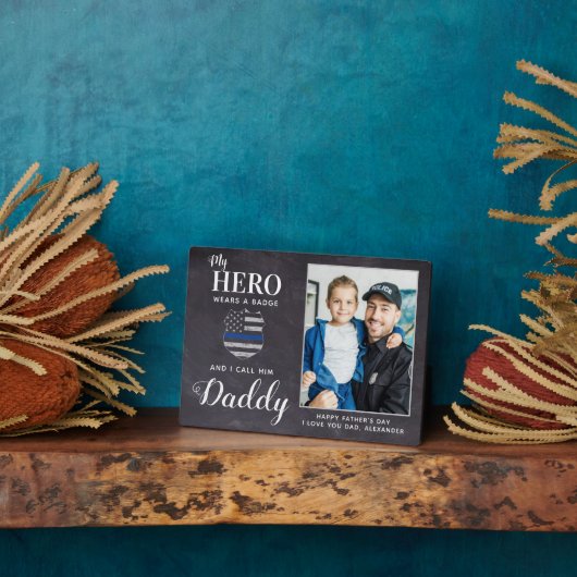 Rustikaler Vater Hero Daddy Personalisiertes Foto Fotoplatte (Seite)