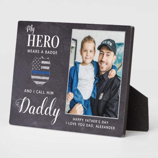 Rustikaler Vater Hero Daddy Personalisiertes Foto Fotoplatte (Seite)