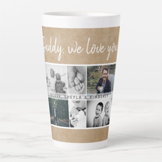 Rustikaler Vater mit Kindern Familienfoto-Collage  Milchtasse (Vorderseite)