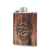 Rustikaler Vater Mythos Legende Holzpyrografie Flachmann (Links)