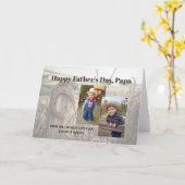 Rustikaler Vatertag Angewohntes Zwei-Foto Karte (Gelbe Blume)