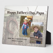 Rustikaler Vatertag Personalisiert zwei Fotos Fotoplatte (Seite)