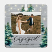 Rustikaler Verlobter Pinienbaum Ornament Aus Metall (Rückseite)