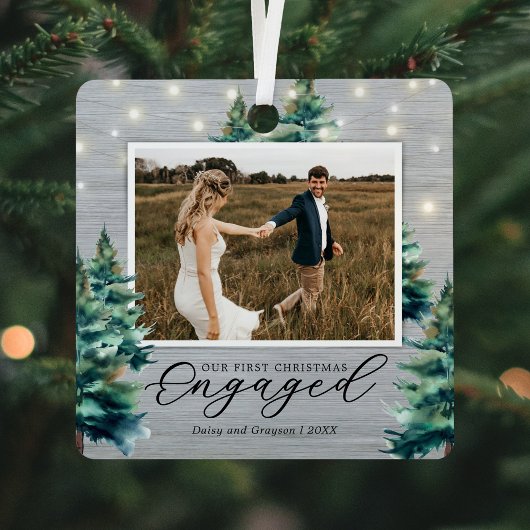 Rustikaler Verlobter Pinienbaum Ornament Aus Metall