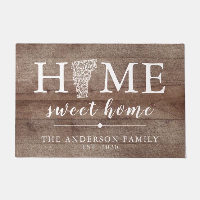 Rustikaler VERMONT Personalisierter Staat Fußmatte (Vorderseite)