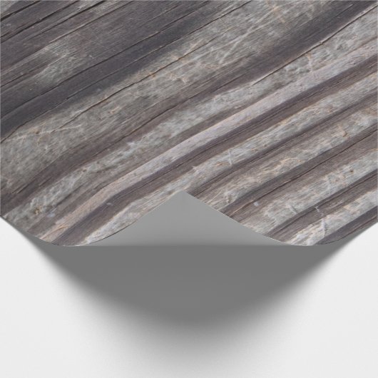 Rustikaler verwitterter grauer hölzerner Posten Geschenkpapier (Ecke)