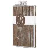 Rustikaler, verwitterter Holzkörnerkolben Flachmann (Links)