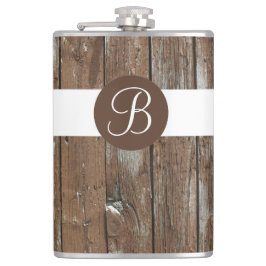 Rustikaler, verwitterter Holzkörnerkolben Flachmann