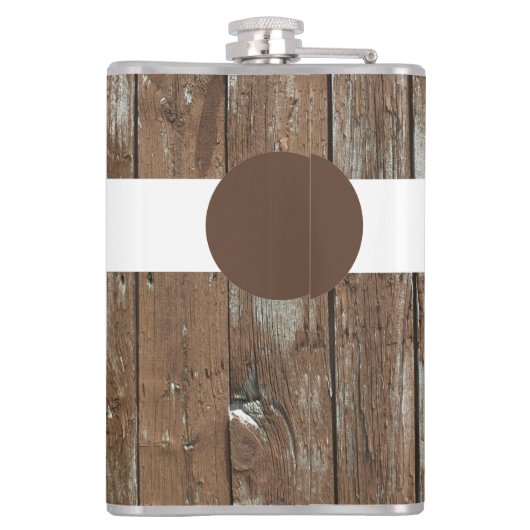 Rustikaler, verwitterter Holzkörnerkolben Flachmann (Rückseite)