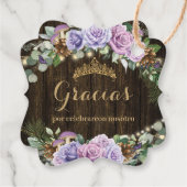Rustikaler verzauberter Wald Lila Blüte Quinceañer Geschenkanhänger (Rückseite)