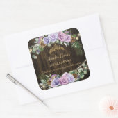 Rustikaler verzauberter Wald Lila Blüte Quinceañer Quadratischer Aufkleber (Umschlag)
