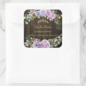 Rustikaler verzauberter Wald Lila Blüte Quinceañer Quadratischer Aufkleber (Tasche)