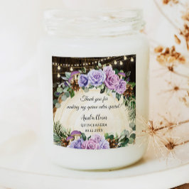 Rustikaler verzauberter Wald Lila Blüte Quinceañer Quadratischer Aufkleber