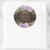 Rustikaler verzauberter Wald Lila Blüte Quinceañer Runder Aufkleber (Tasche)