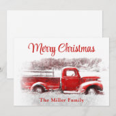 Rustikaler Vintag froher Weihnachtsrottwagen Feiertagskarte (Vorne/Hinten)