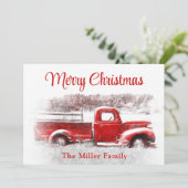 Rustikaler Vintag froher Weihnachtsrottwagen Feiertagskarte (Stehend Vorderseite)