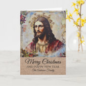 Rustikaler Vintag Jesus frohe Weihnachtsfamilie Na Karte (Gelbe Blume)