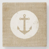 Rustikaler Vintage-Anker Steinuntersetzer (Vorderseite)