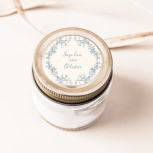 Rustikaler Vintage-Blumenrahmen Hochzeit Runder Aufkleber