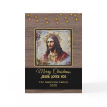 Rustikaler Vintage-Jesus Frohe Weihnachten