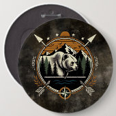 Rustikaler, vintage Outdoor-Bär Berg Button (Vorne & Hinten)