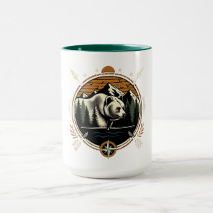 Rustikaler, vintage Outdoor-Bär Berg Tasse
